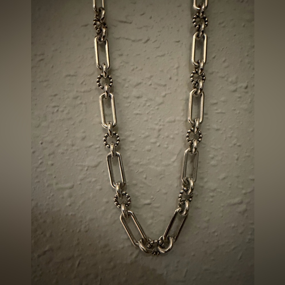 Lagos silver adjustable toggle fluted link necklace 18” - Picture 3 of 5